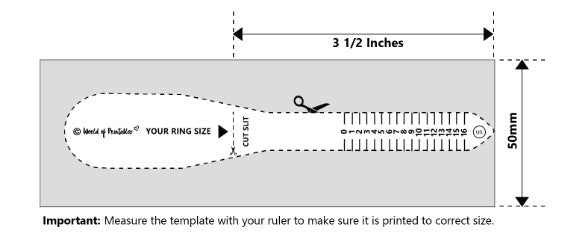 Printable ring sizer for at home use
