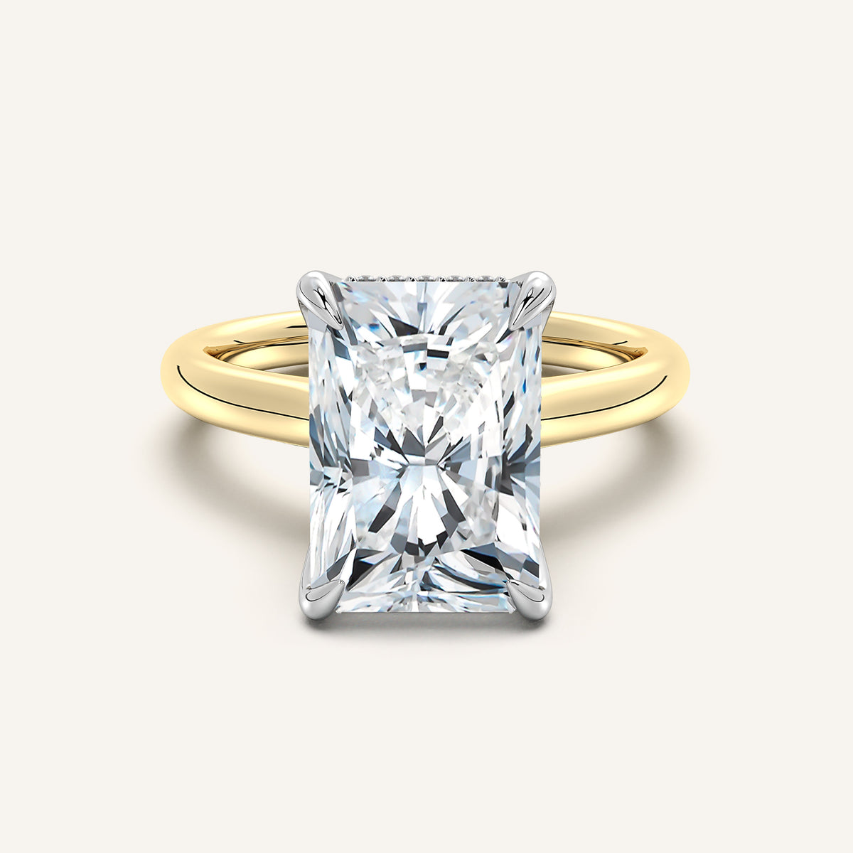 Image for Radiant Cut Tulip Style Hidden Halo Engagement Ring | 18k Two Tone