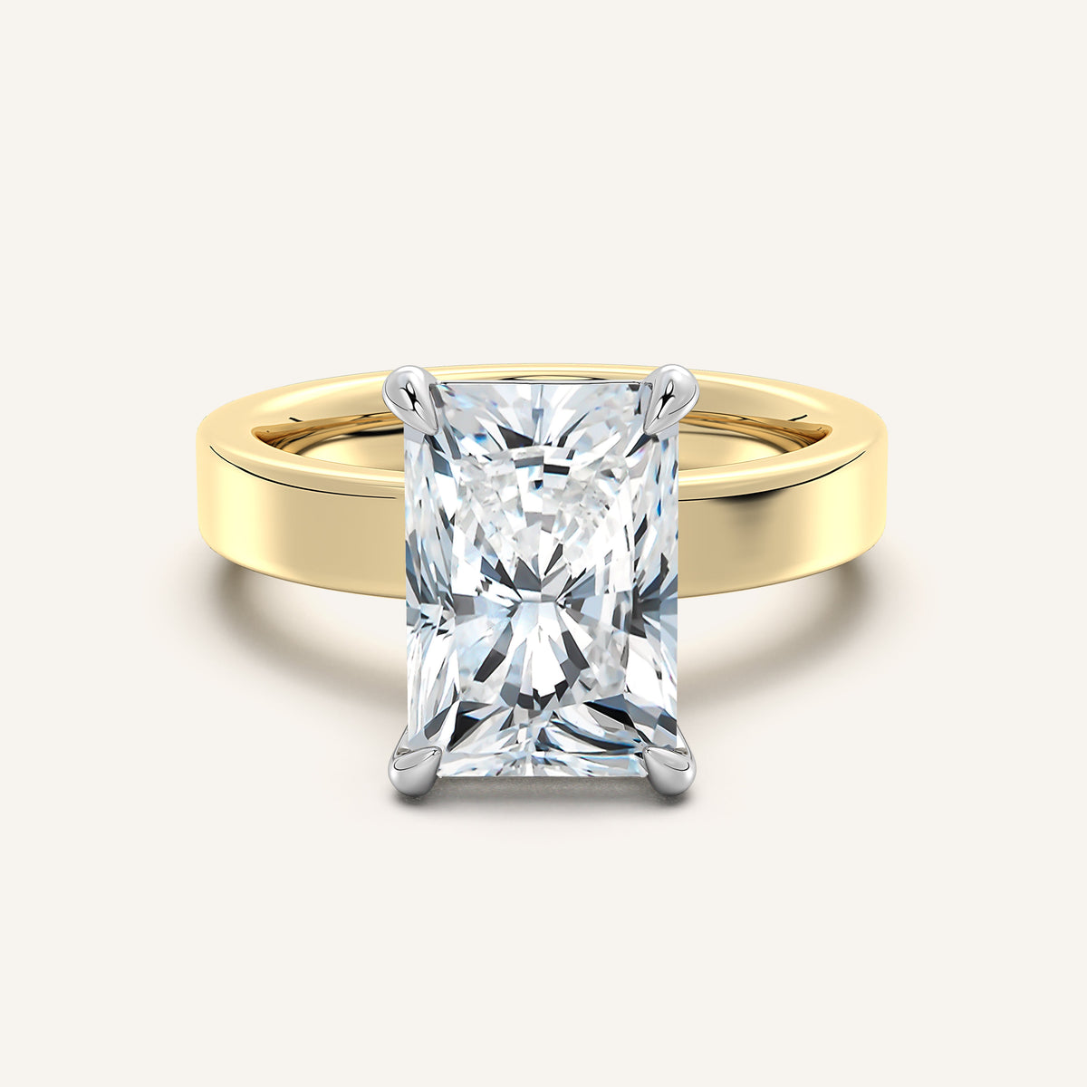 Image for Radiant Cut Wide Flat Band Engagement Ring | 18k Two Tone