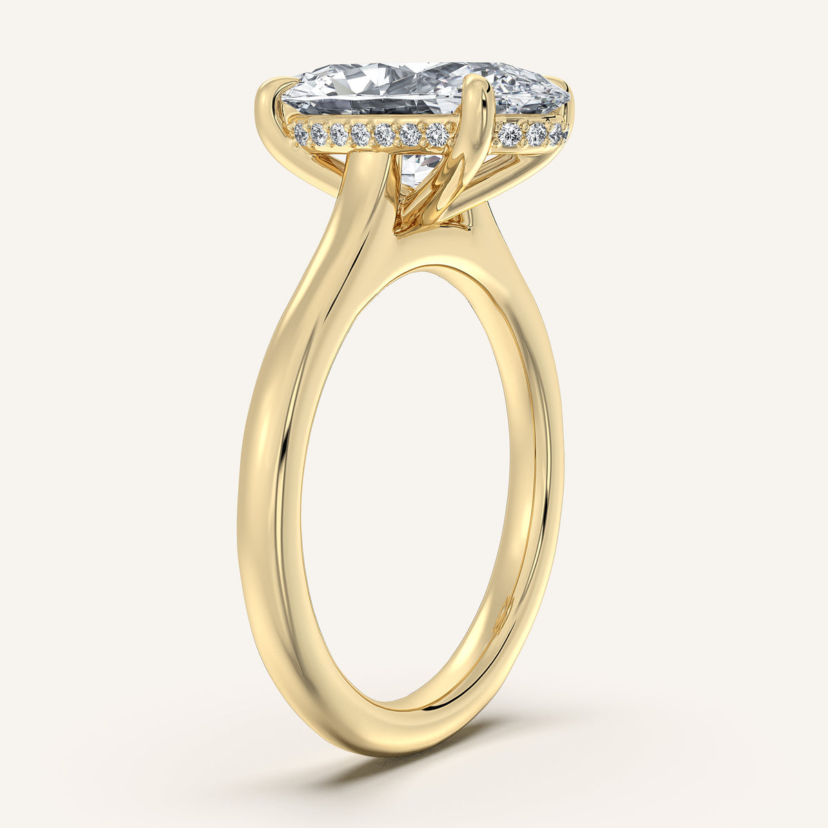 Image for Moval Cathedral Hidden Halo Engagement Ring | 14k Yellow Gold