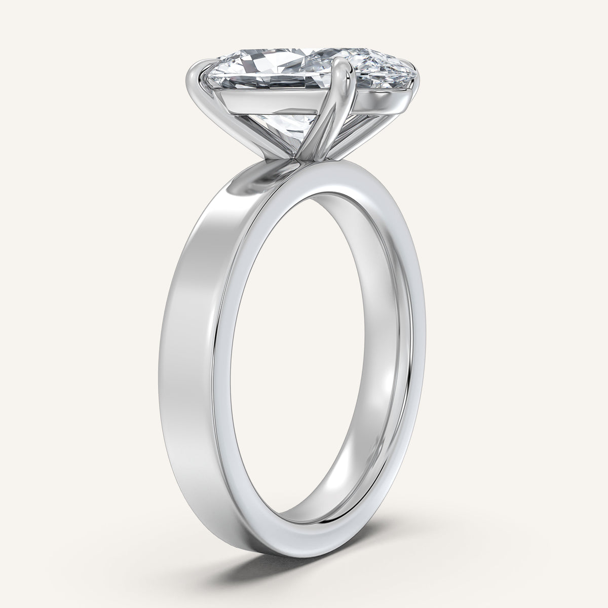 Image for Moval Wide Flat Band Engagement Ring | 14k White Gold