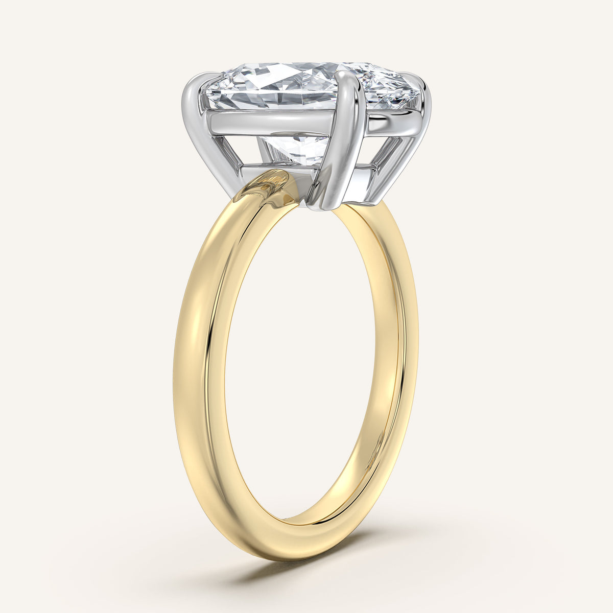 Image for Oval Low Profile Engagement Ring | 18k Two Tone