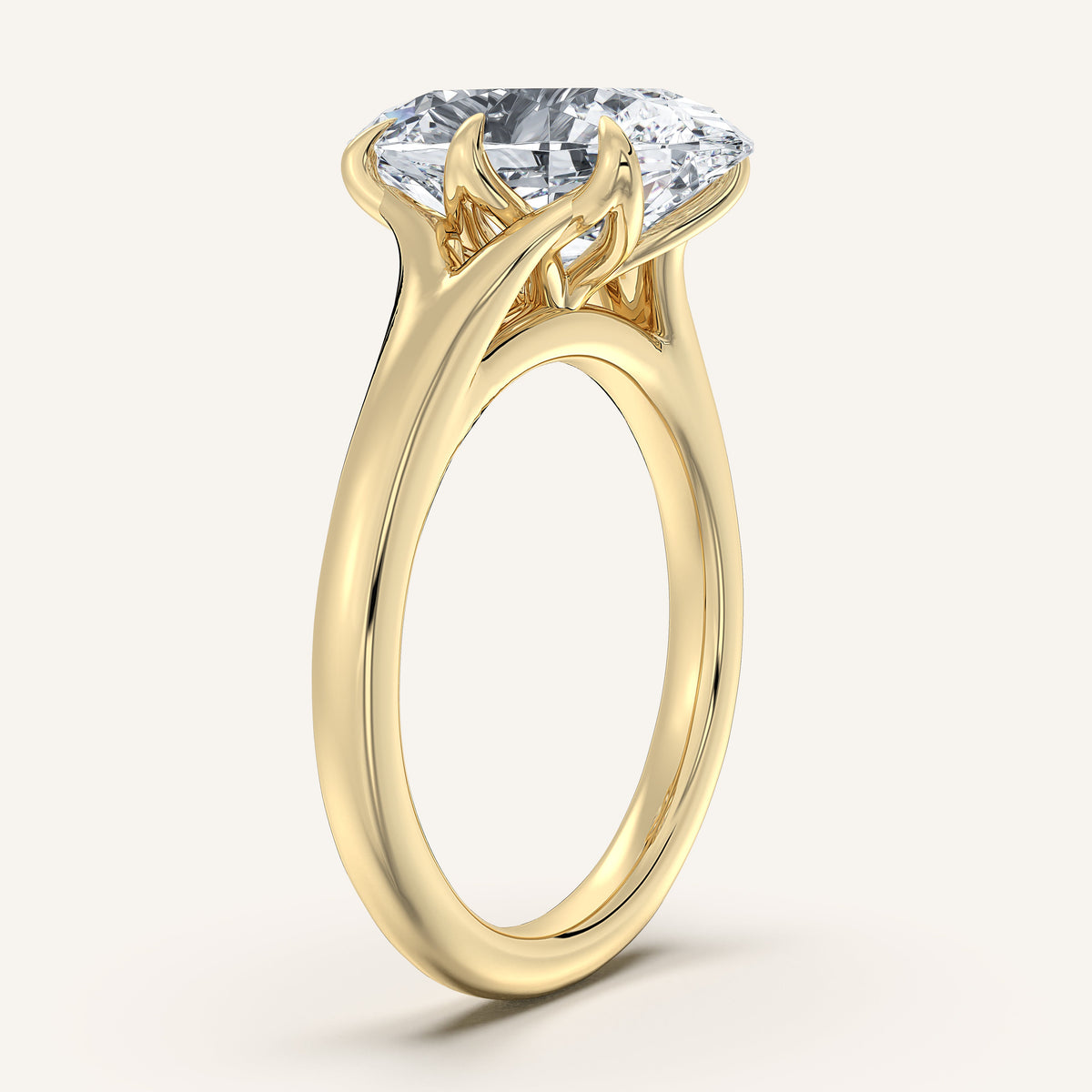 Image for Moval Split Shank Tulip Style Engagement Ring | 18k Yellow Gold