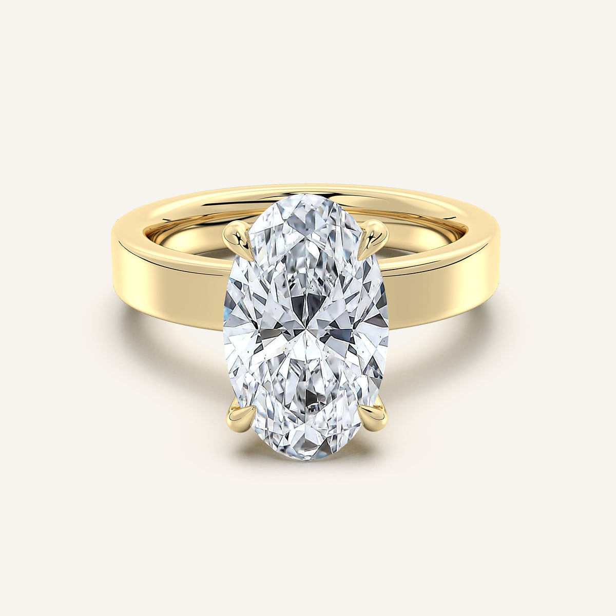 Image for Moval Wide Flat Band Engagement Ring | 14k Yellow Gold