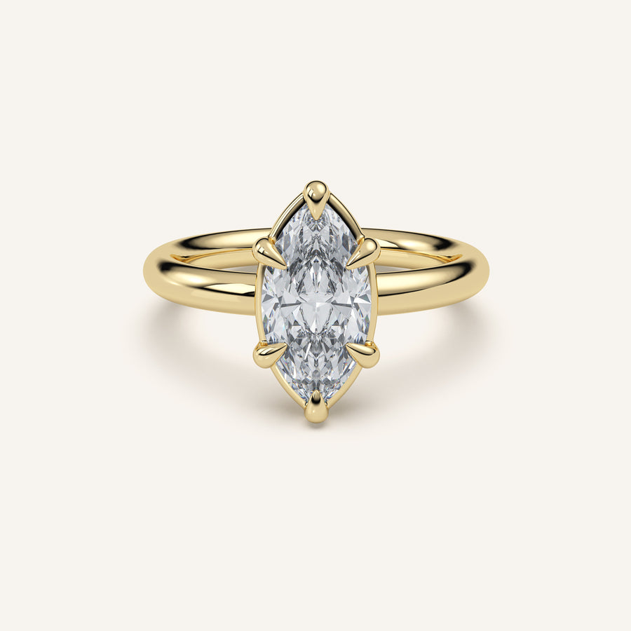 Marquise diamond pinky ring in 14k yellow gold