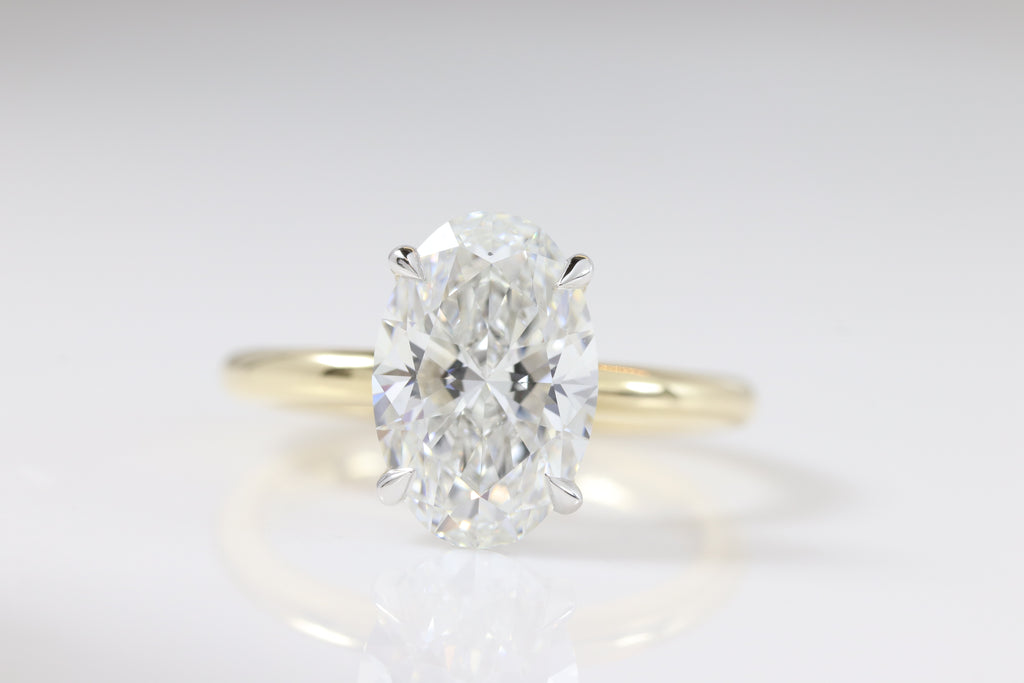 Belle Hidden Halo | 3.07ct E-VS1 Oval | 14k Two-Tone