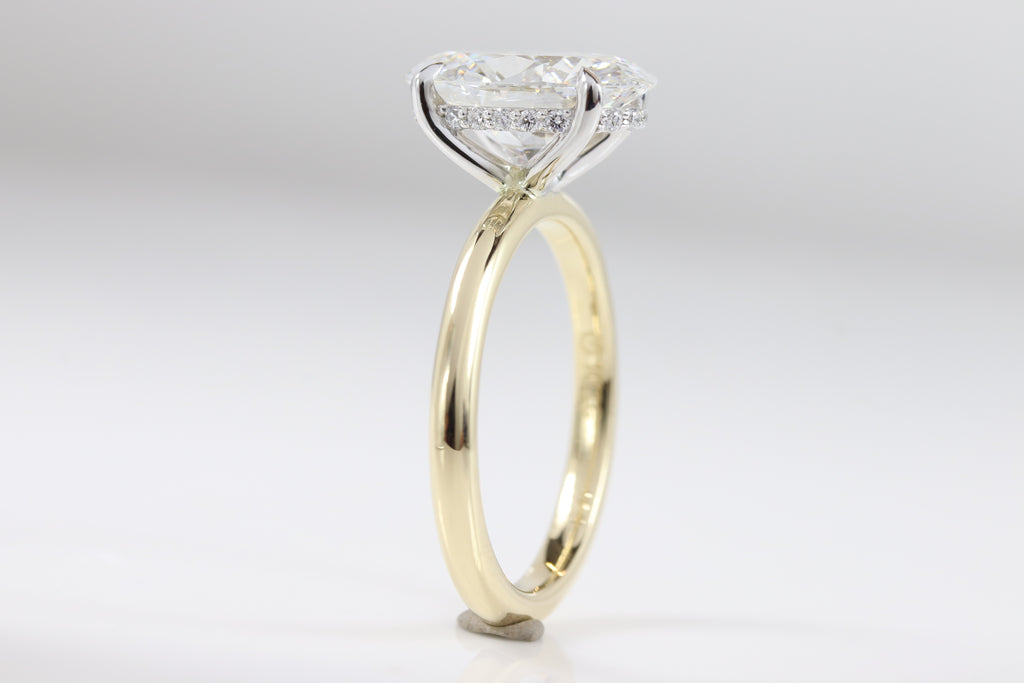 Belle Hidden Halo | 3.07ct E-VS1 Oval | 14k Two-Tone