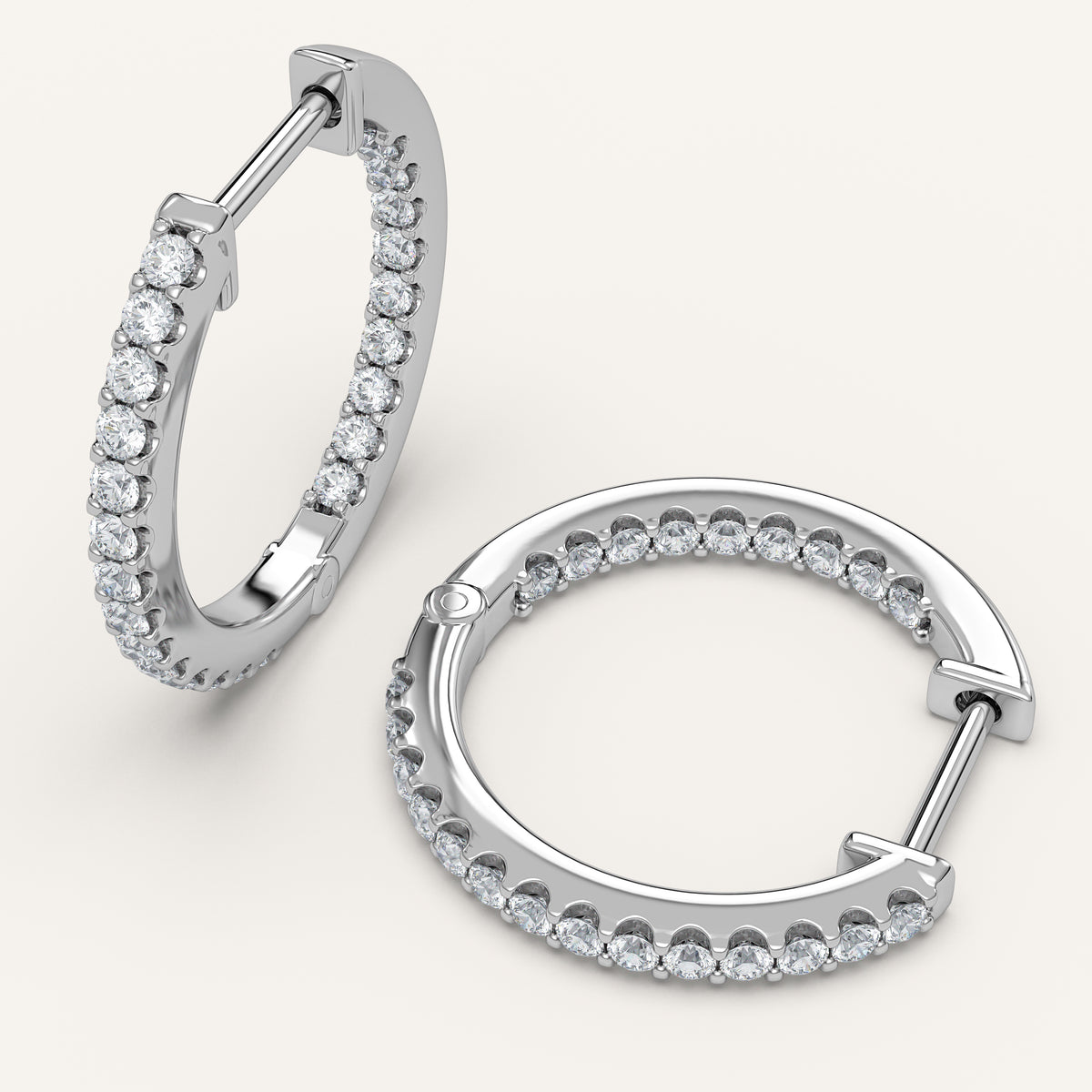 Inside-Out Diamond Hoop Earrings — 0.63 CTW in 14k White Gold (view 3)