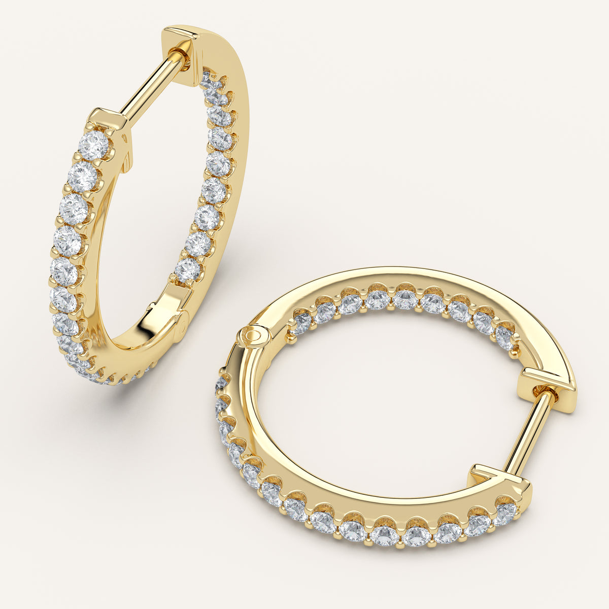 Inside-Out Diamond Hoop Earrings — 0.63 CTW in 14k Yellow Gold (view 3)