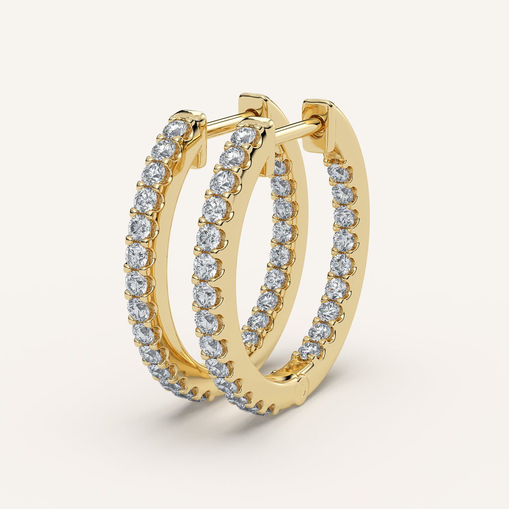 Inside-Out Diamond Hoop Earrings — 0.63 CTW in 14k Yellow Gold (view 2)