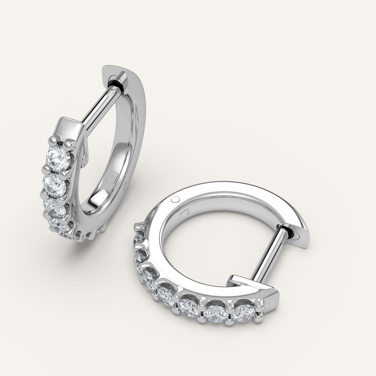 Petite Diamond Huggie Hoop Earrings — 0.25 CTW in 14k White Gold (view 3)