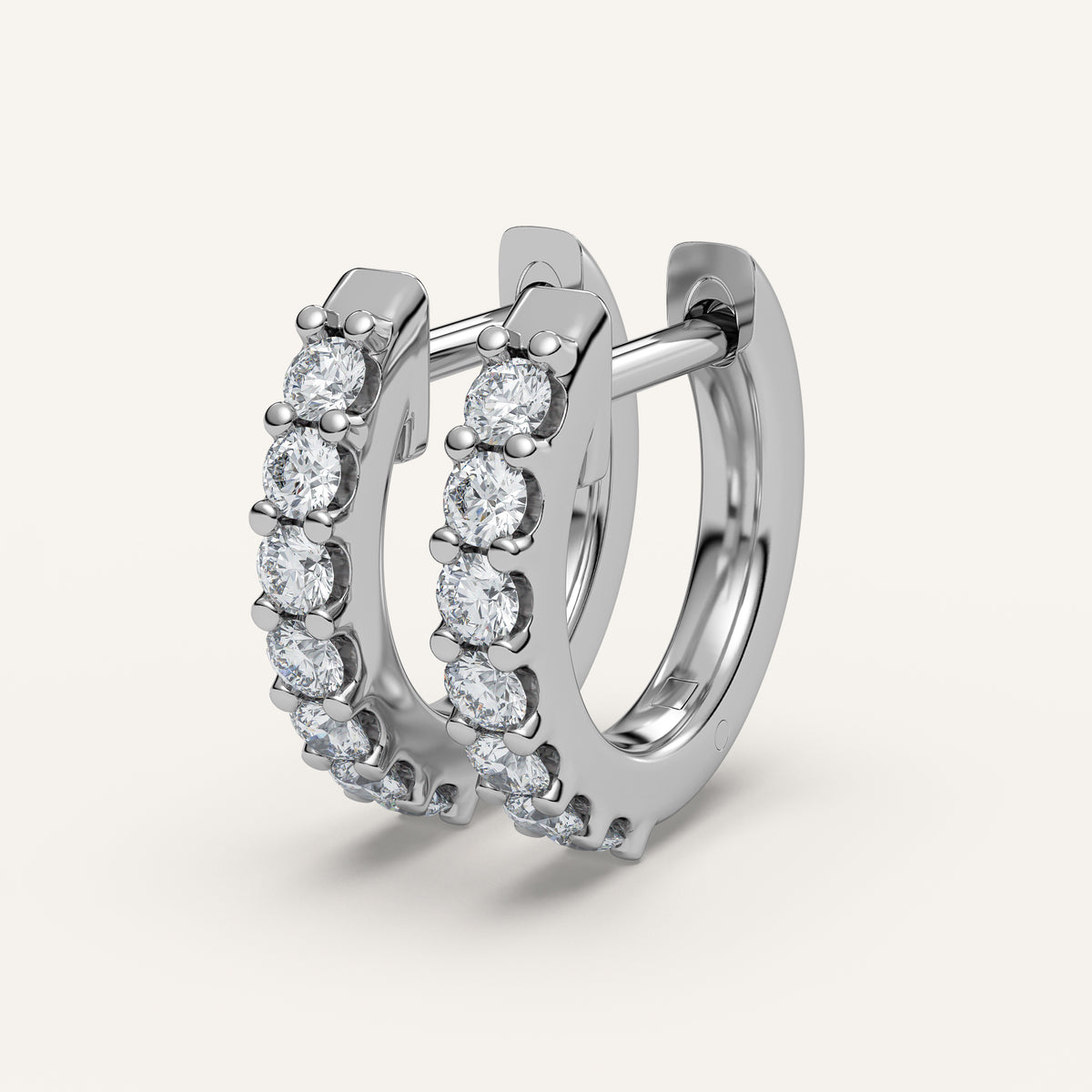 Petite Diamond Huggie Hoop Earrings — 0.25 CTW in 14k White Gold (view 2)