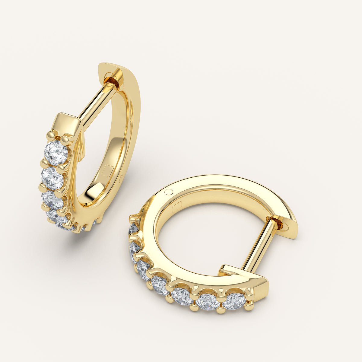 Petite Diamond Huggie Hoop Earrings — 0.25 CTW in 14k Yellow Gold (view 3)