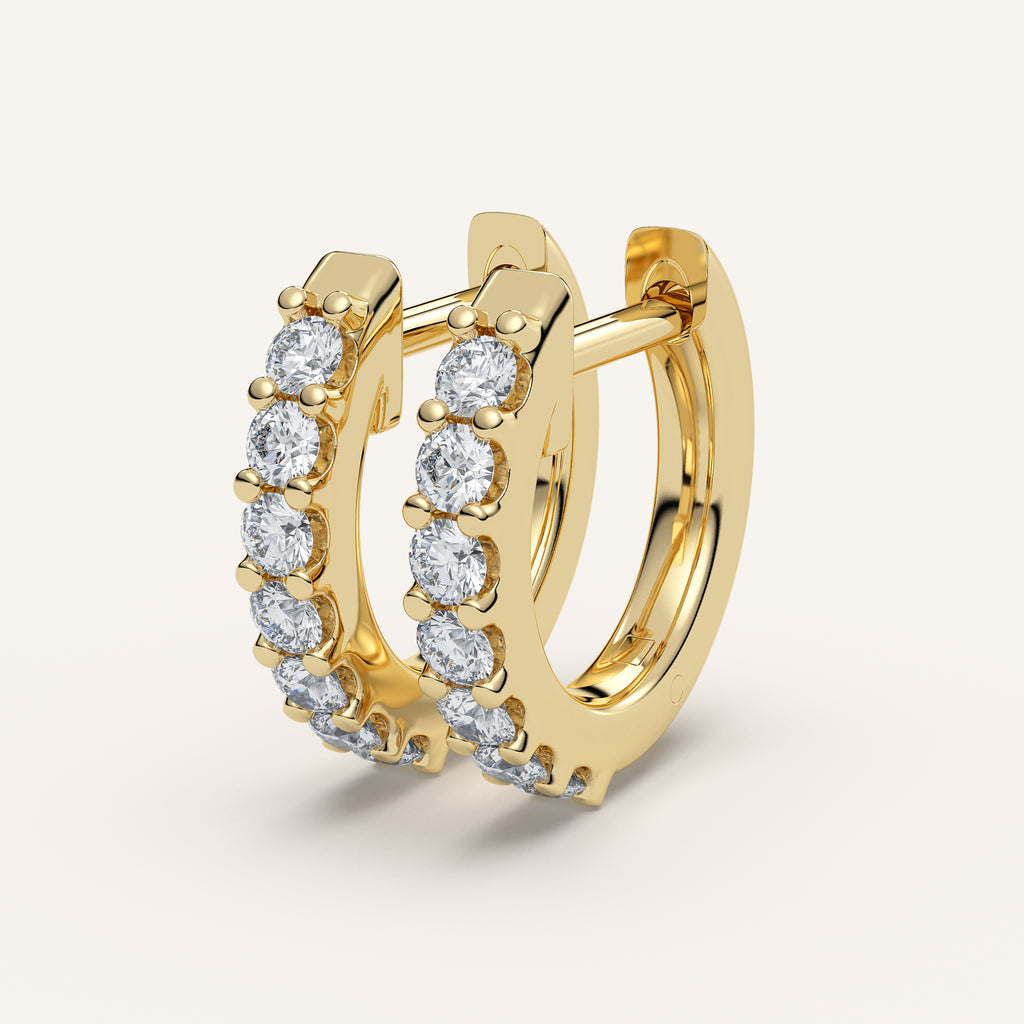 Petite Diamond Huggie Hoop Earrings — 0.25 CTW in 14k Yellow Gold (view 2)