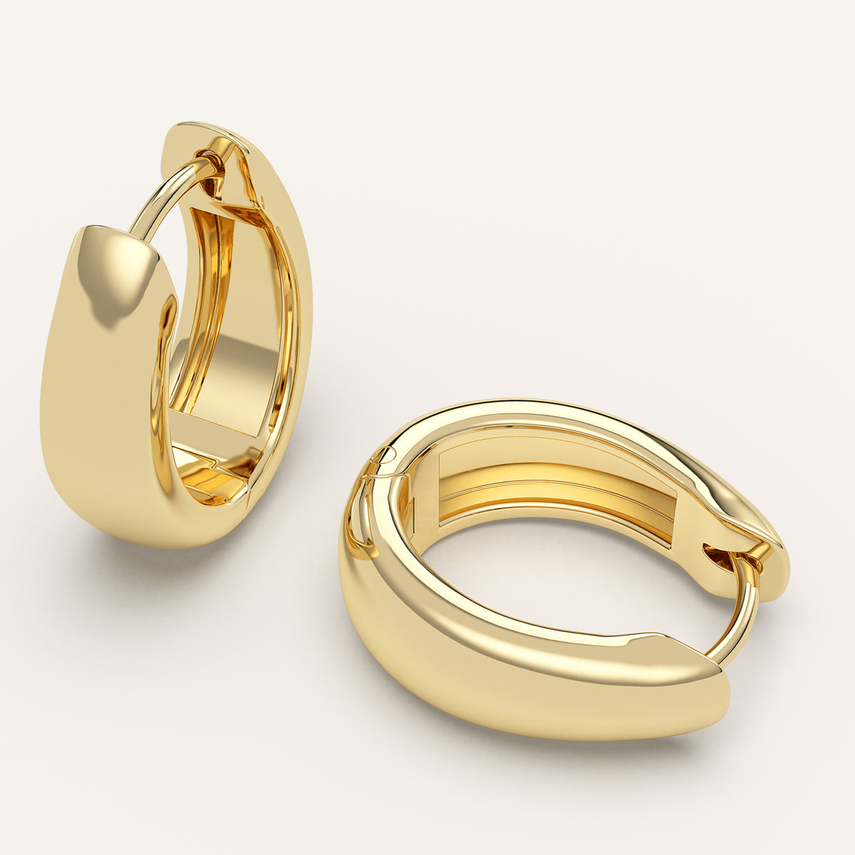 Chunky Gold Huggie Earrings in 14k Yellow Gold (view 3)