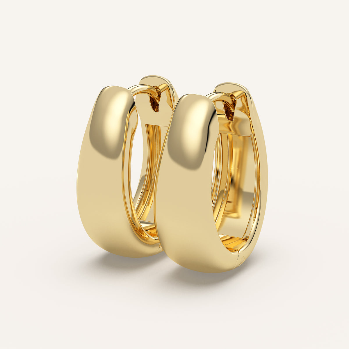 Chunky Gold Huggie Earrings in 14k Yellow Gold (view 2)