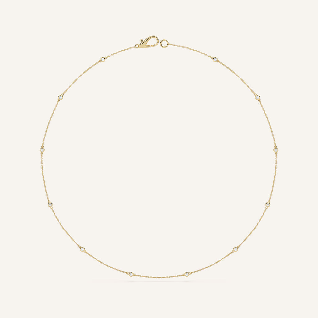 Bezel-Set Diamond Station Necklace — 1/3 CTW in 14k Yellow Gold (view 4)