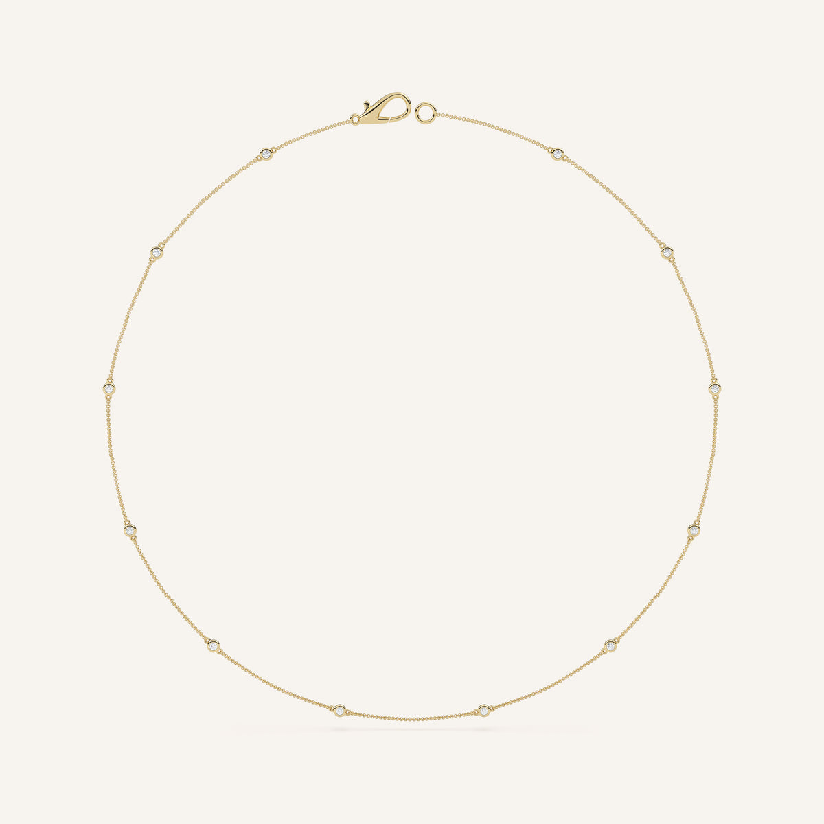 Bezel-Set Diamond Station Necklace — 1/3 CTW in 14k Yellow Gold (view 4)