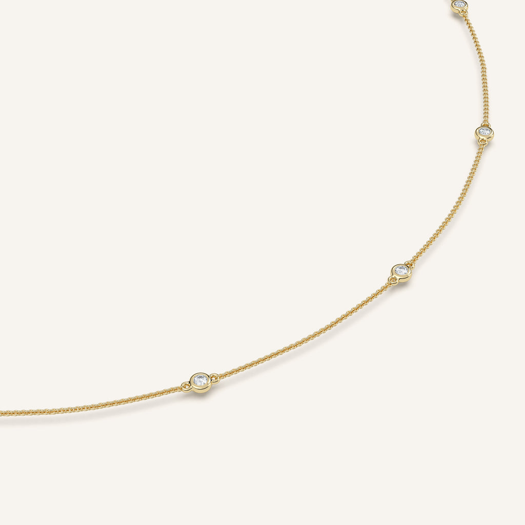 Bezel-Set Diamond Station Necklace — 1/3 CTW in 14k Yellow Gold (view 1)
