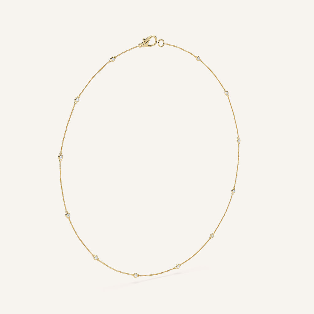 Bezel-Set Diamond Station Necklace — 1/3 CTW in 14k Yellow Gold (view 2)