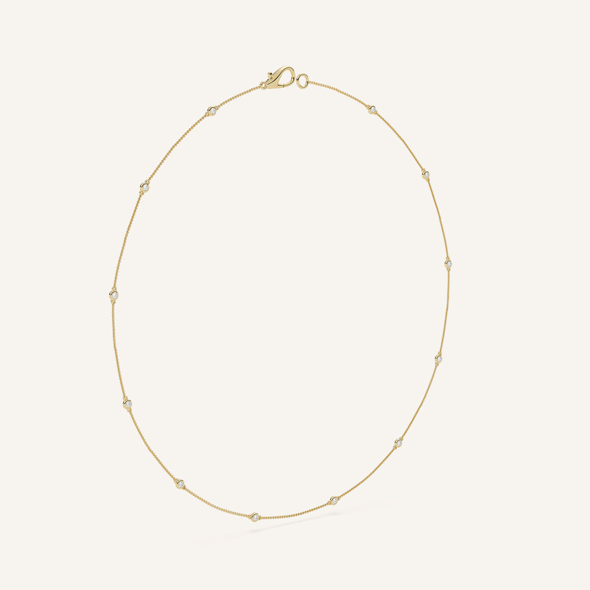 Bezel-Set Diamond Station Necklace — 1/3 CTW in 14k Yellow Gold (view 2)