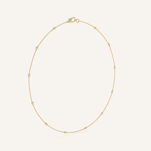 Bezel-Set Diamond Station Necklace — 1/3 CTW in 14k Yellow Gold (view 2)