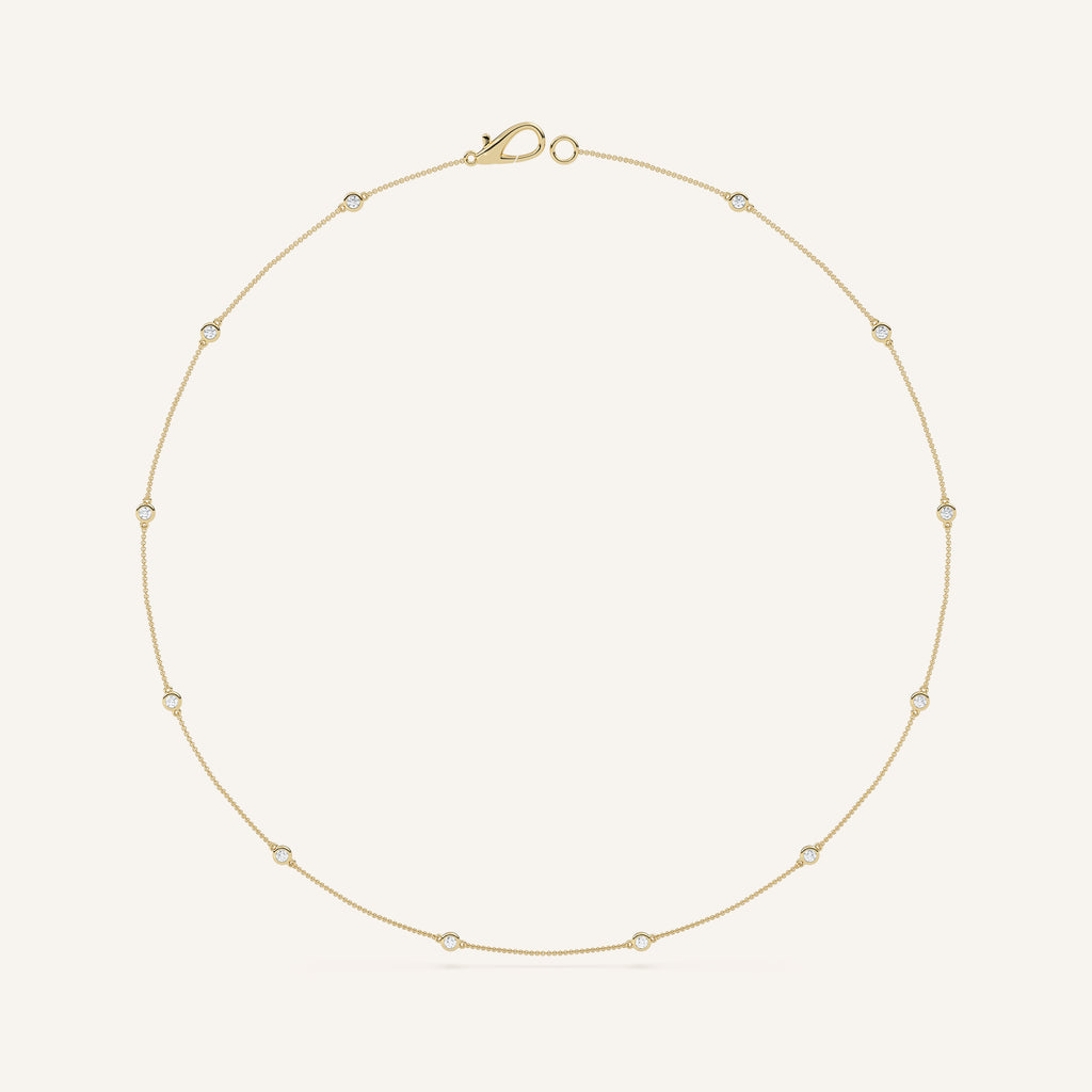Bezel-Set Diamond Station Necklace — 0.50 CTW in 14k Yellow Gold (view 4)