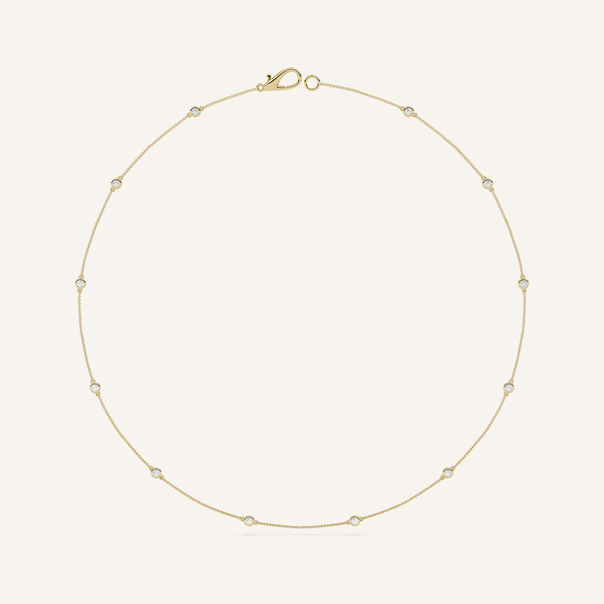 Bezel-Set Diamond Station Necklace — 0.50 CTW in 14k Yellow Gold (view 4)