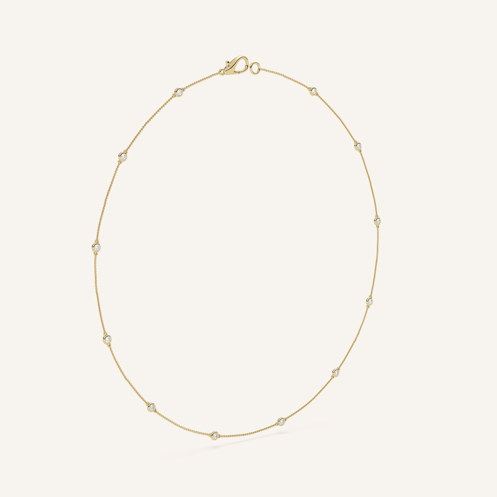 Bezel-Set Diamond Station Necklace — 0.50 CTW in 14k Yellow Gold (view 2)
