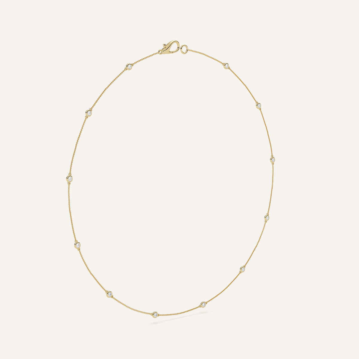 Bezel-Set Diamond Station Necklace — 0.50 CTW in 14k Yellow Gold (view 2)