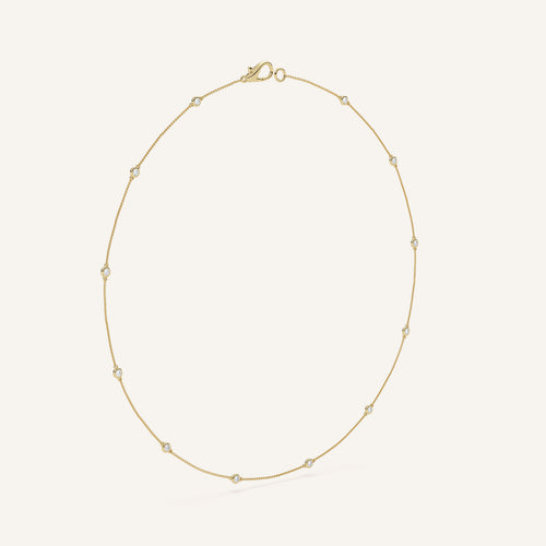 Bezel-Set Diamond Station Necklace — 0.50 CTW in 14k Yellow Gold (view 2)