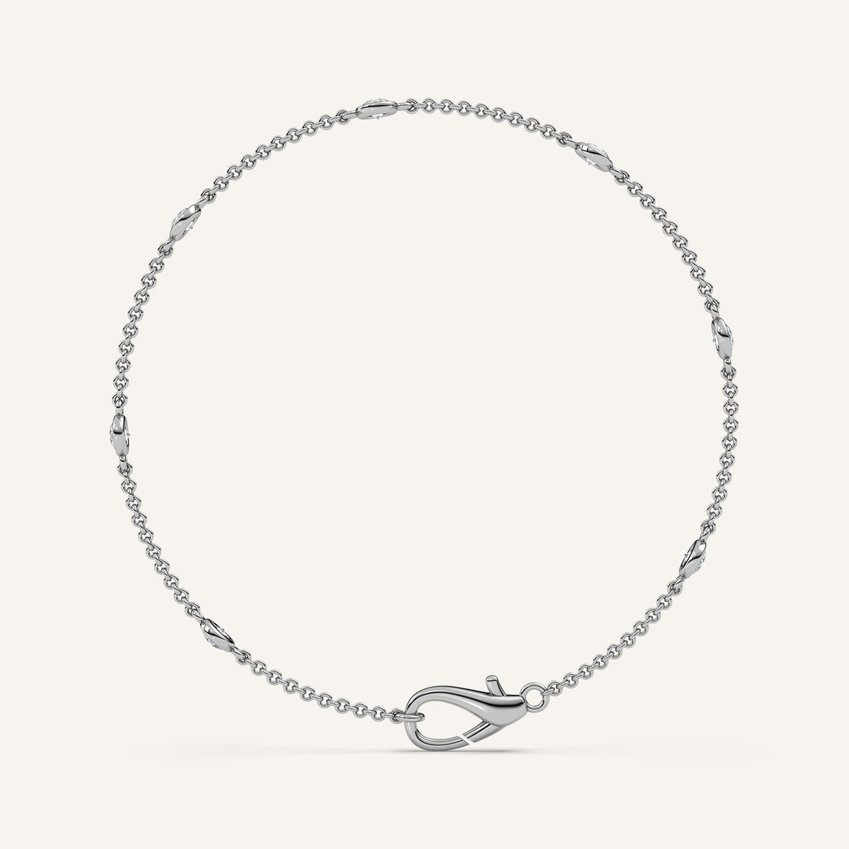 Bezel-Set Diamond Station Bracelet — 0.50 CTW in 14k White Gold (view 4)