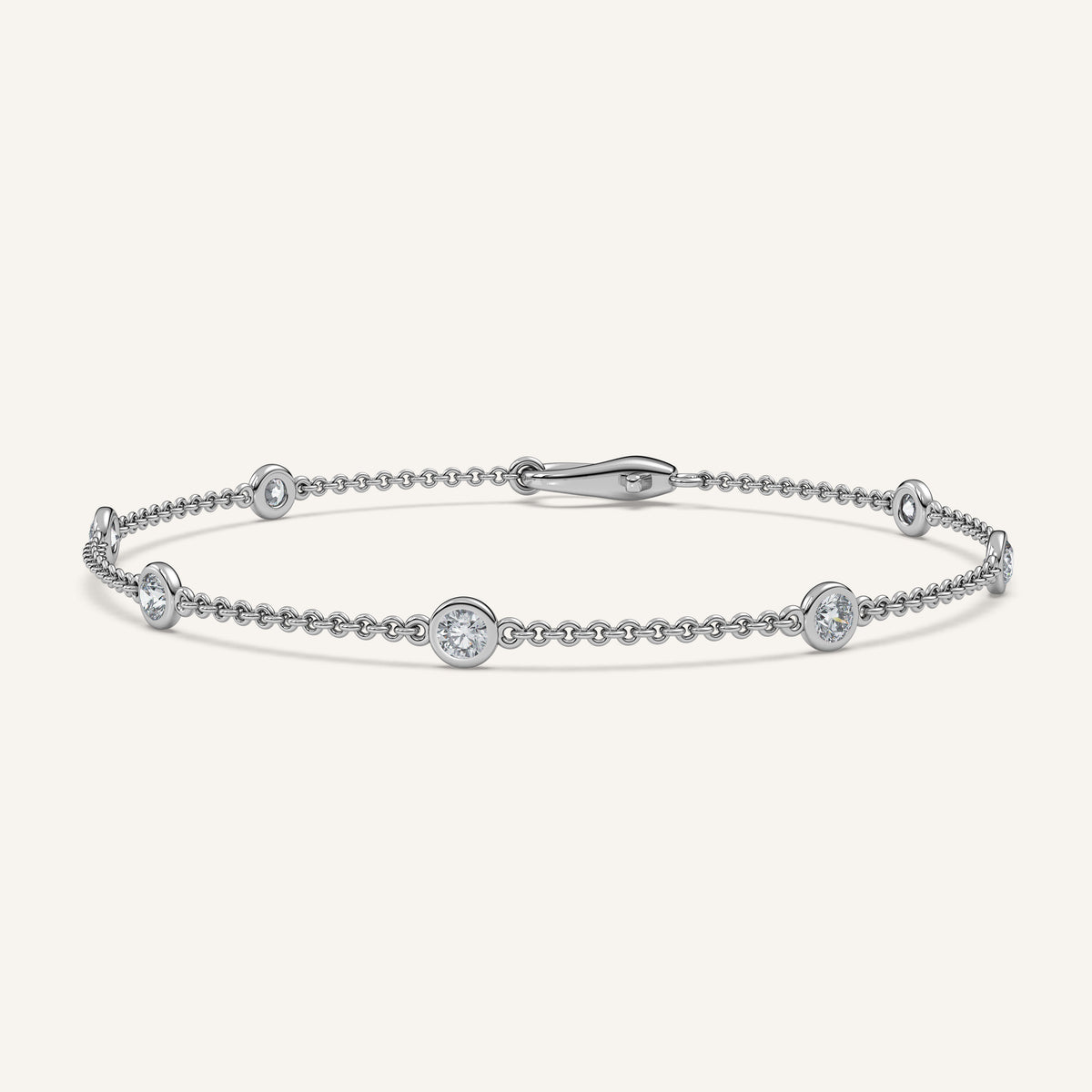 Bezel-Set Diamond Station Bracelet — 0.50 CTW in 14k White Gold (view 1)