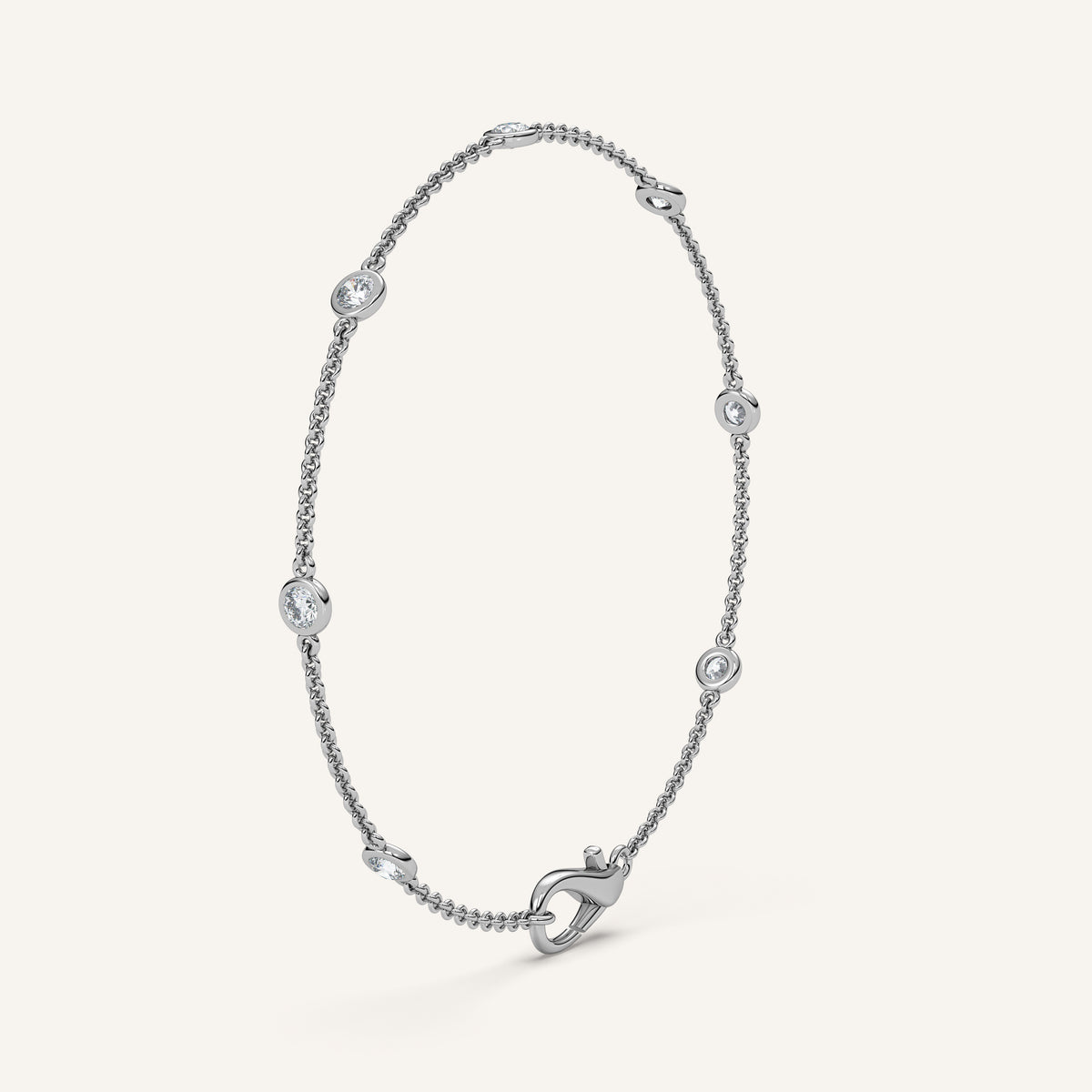 Bezel-Set Diamond Station Bracelet — 0.50 CTW in 14k White Gold (view 2)
