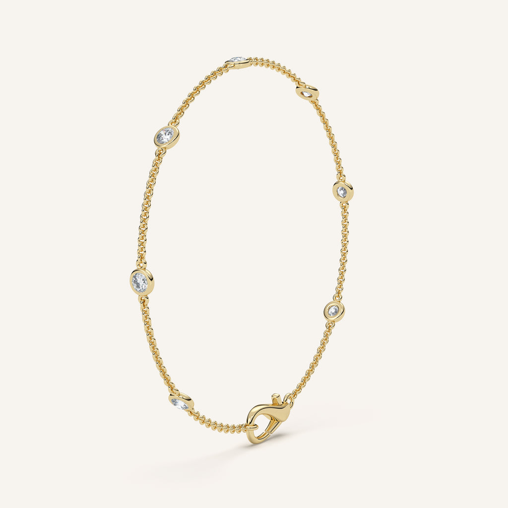 Bezel-Set Diamond Station Bracelet — 0.50 CTW in 14k Yellow Gold (view 2)