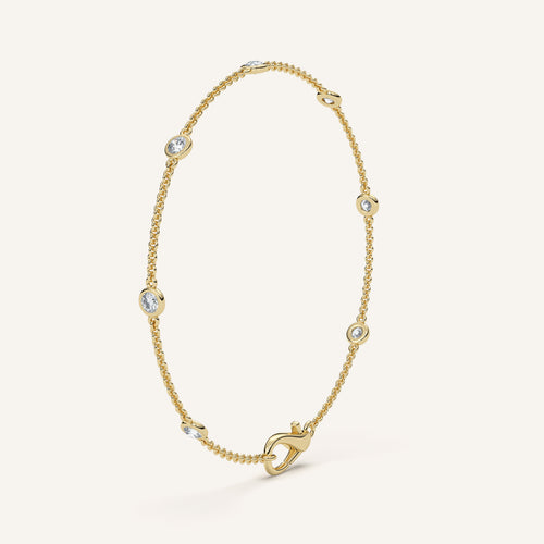 Bezel-Set Diamond Station Bracelet — 0.50 CTW in 14k Yellow Gold (view 2)