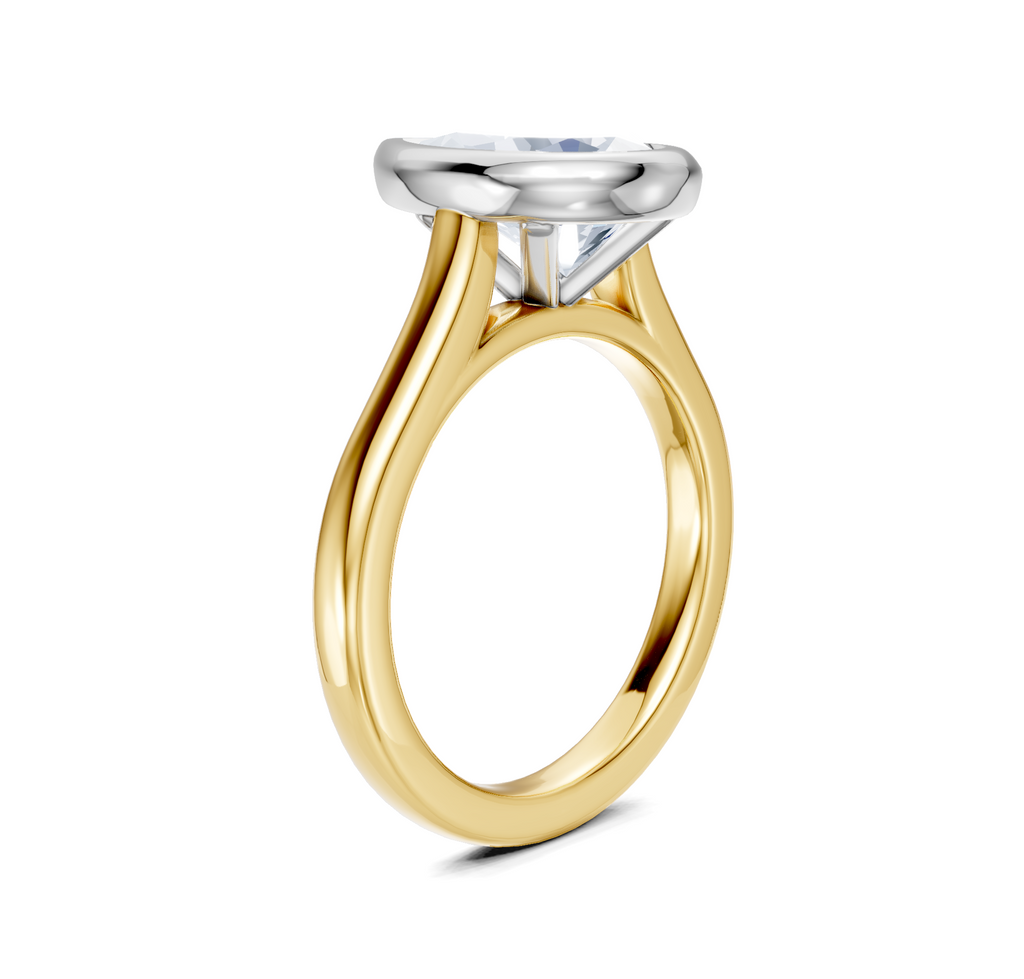 Image for Cathedral Bezel Set Engagement Ring | 14k Two Tone