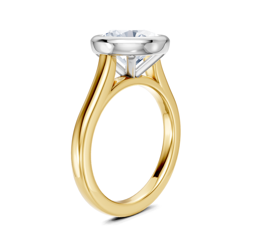 Image for Cathedral Bezel Set Engagement Ring | 18k Two Tone