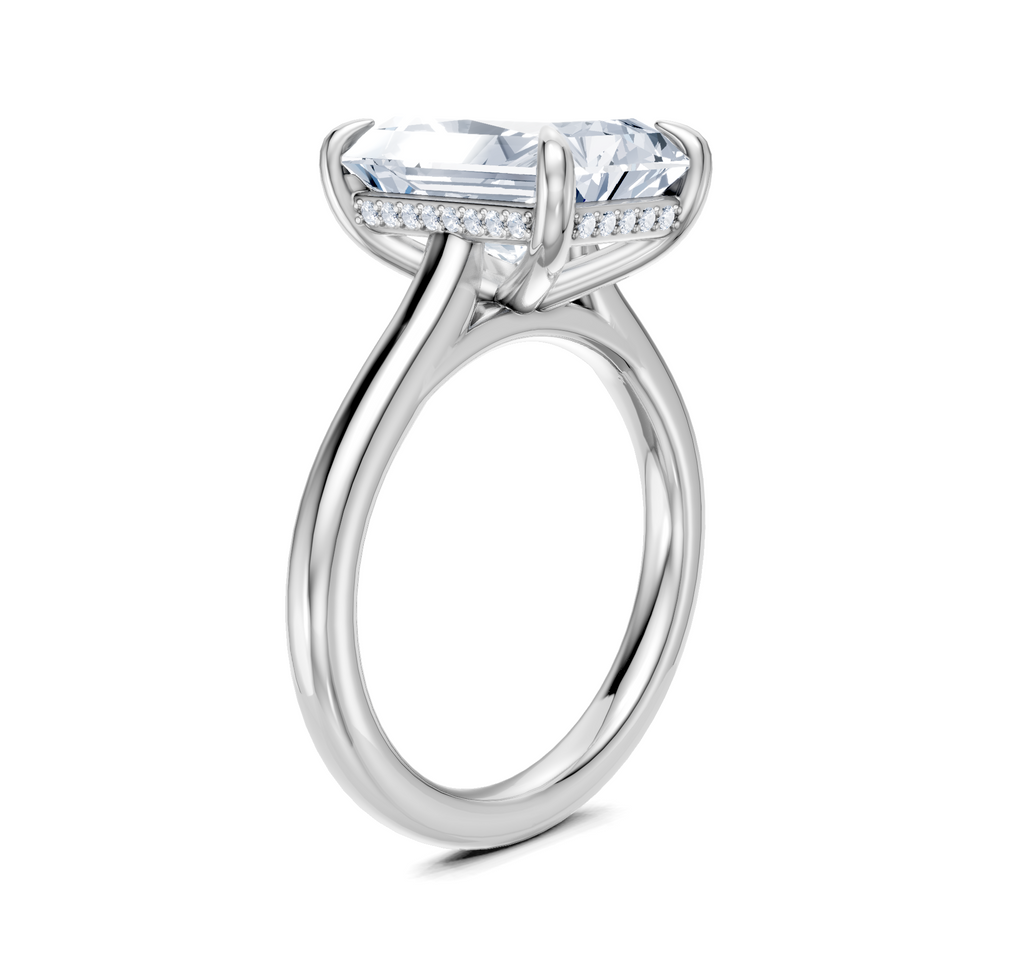Image for Cathedral Hidden Halo Engagement Ring | 18k White Gold