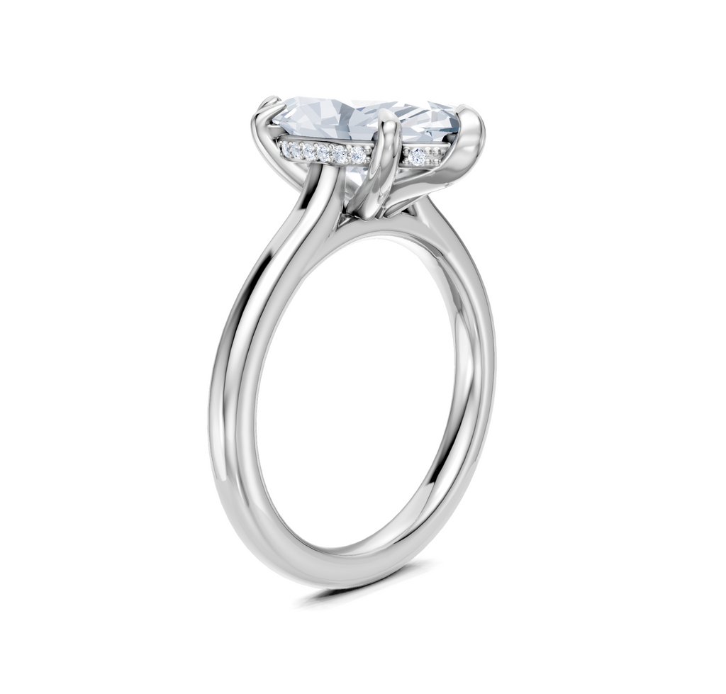 Image for Cathedral Hidden Halo Engagement Ring | 18k White Gold