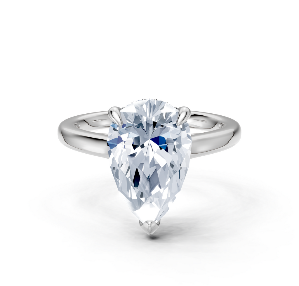 Image for Cathedral Hidden Halo Engagement Ring | 18k White Gold