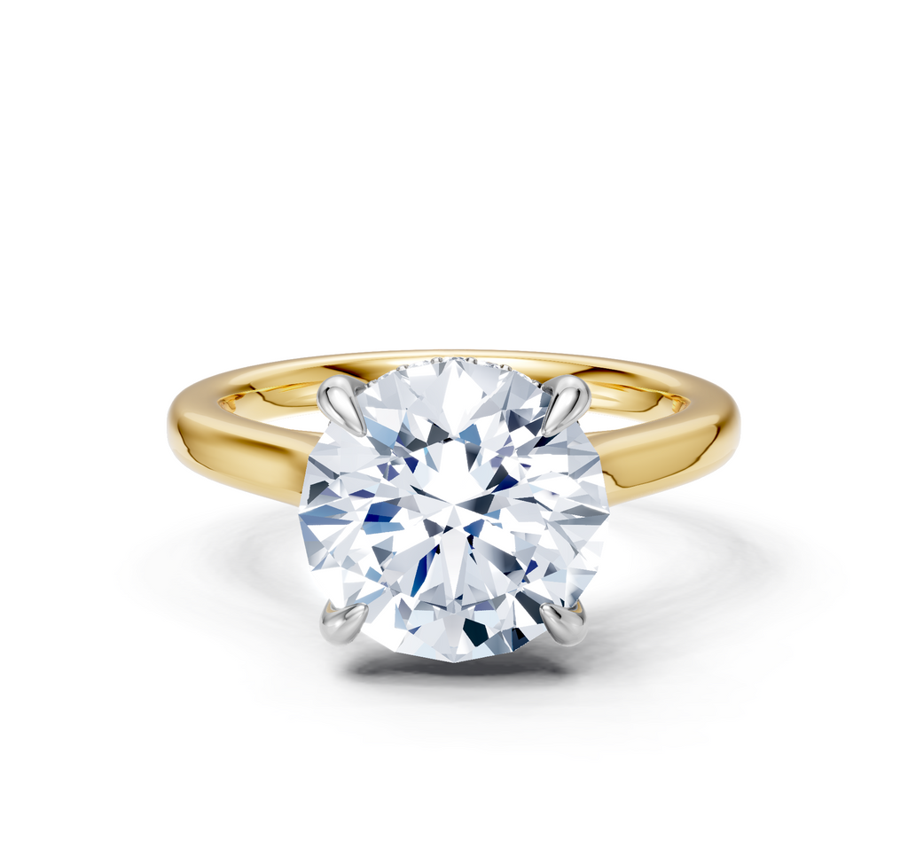 Image for Cathedral Hidden Halo Engagement Ring | 18k Two Tone