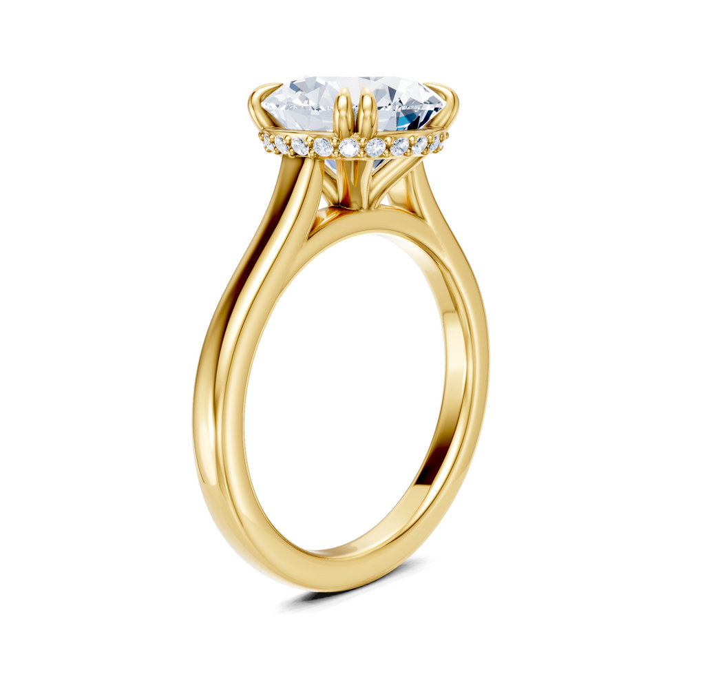 Image for Double Claw Hidden Halo | 18k Yellow Gold