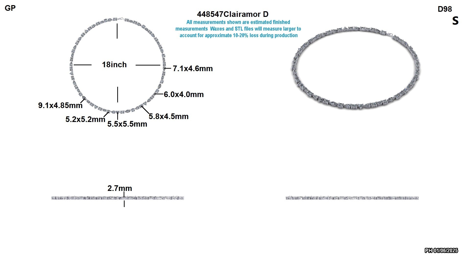 Fatma K. Custom Tennis Necklace / Earring Set Final Balance