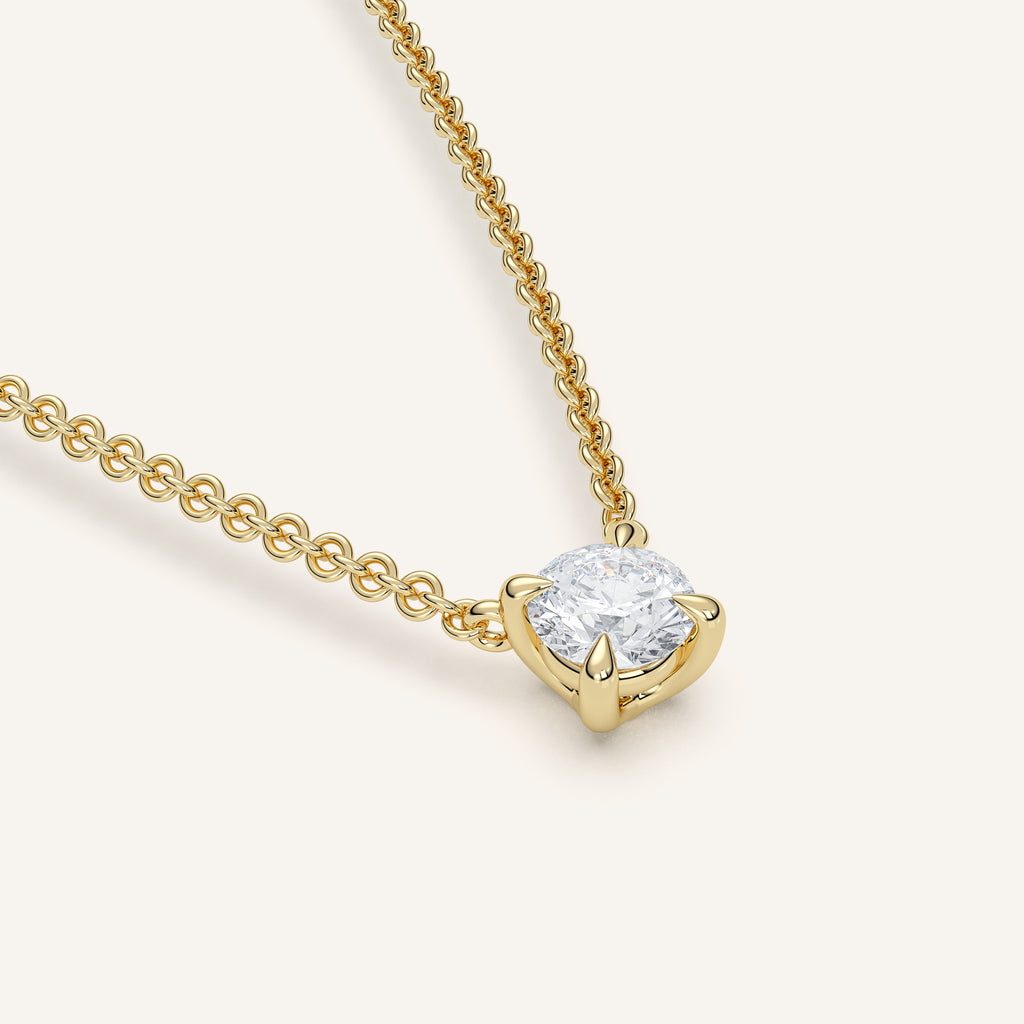 Round Diamond Solitaire Necklace — 0.50 CT in 14k Yellow Gold (view 4)
