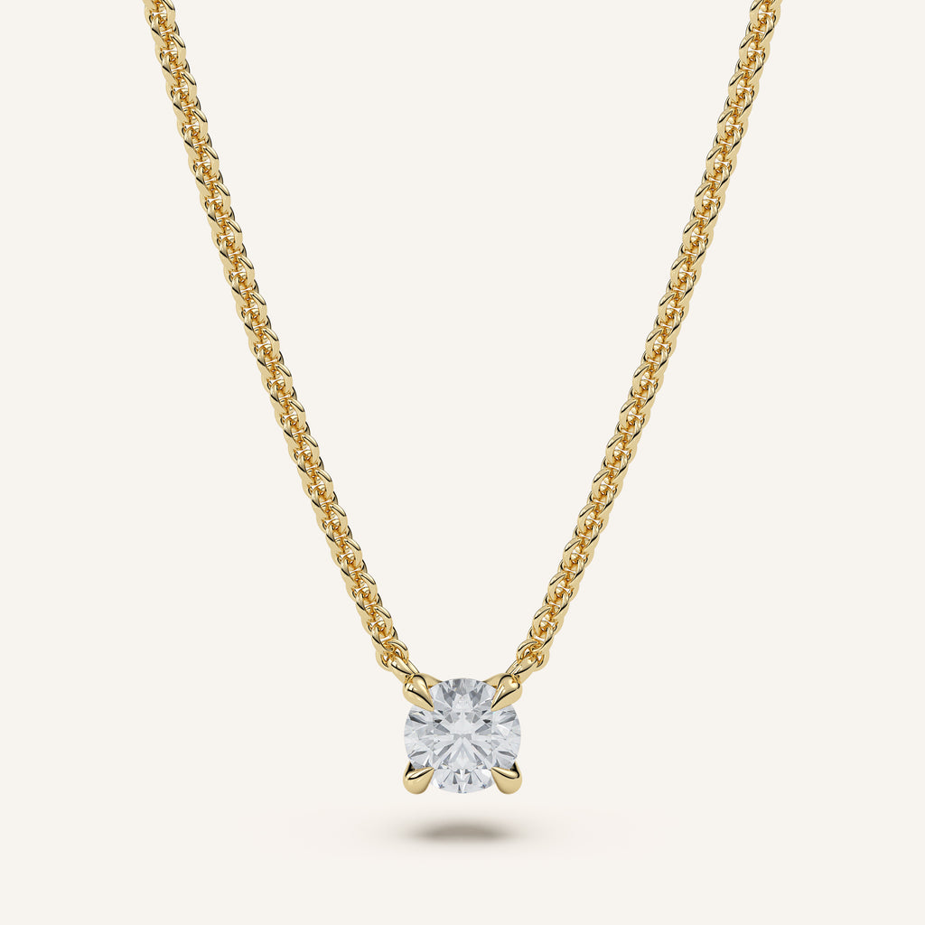 Round Diamond Solitaire Necklace — 0.50 CT in 14k Yellow Gold (view 1)