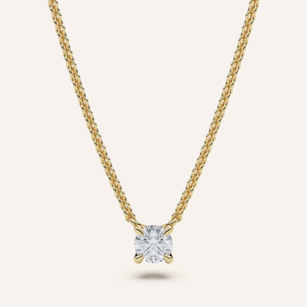Round Diamond Solitaire Necklace — 0.50 CT in 14k Yellow Gold (view 1)