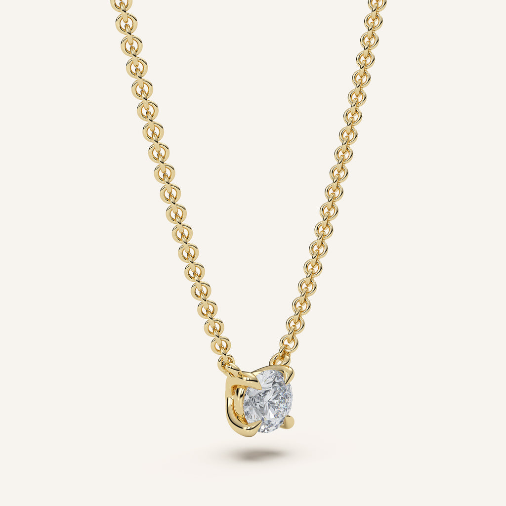 Round Diamond Solitaire Necklace — 0.50 CT in 14k Yellow Gold (view 2)