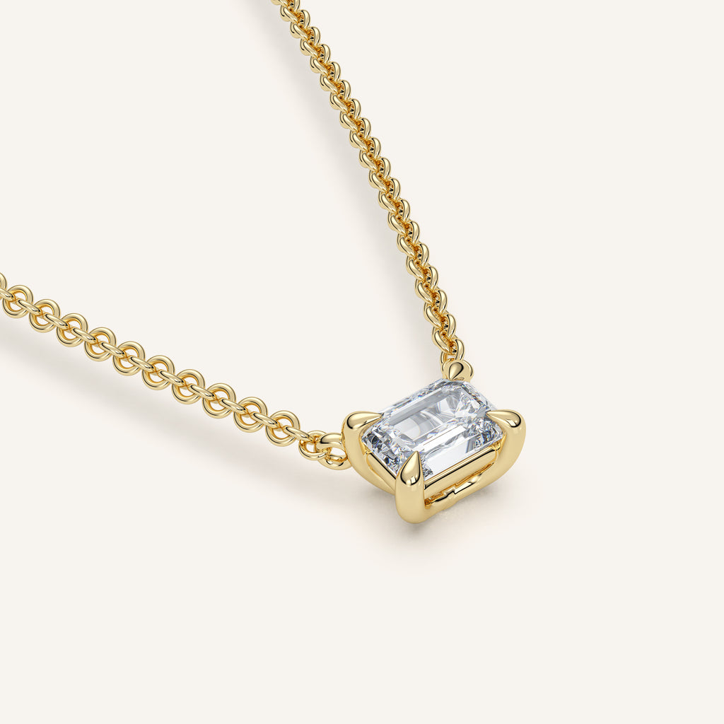 Emerald-Cut Diamond Solitaire Necklace — 0.50 CT in 14k Yellow Gold (view 4)