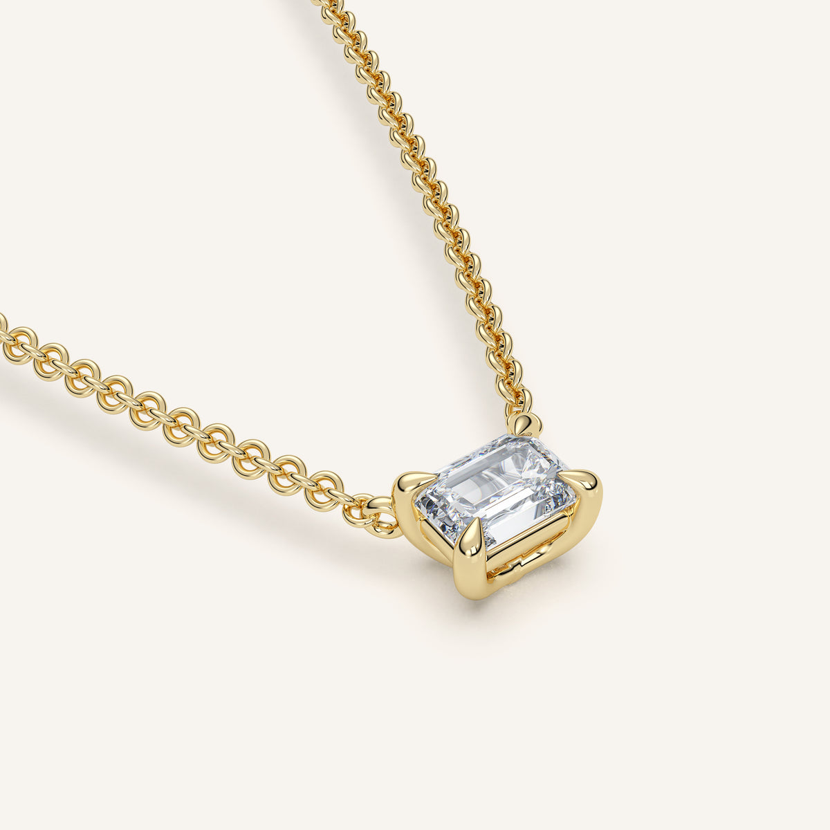 Emerald-Cut Diamond Solitaire Necklace — 0.50 CT in 14k Yellow Gold (view 4)